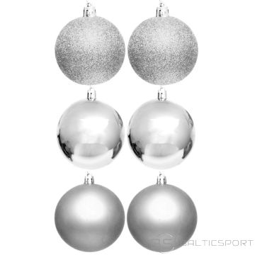 Koopman DECORATIVE BAUBLE PLASTIC SAFE 6PCS DIA. 80MM SILVER