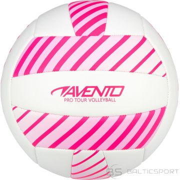 Volleyball ball AVENTO 16VF Pink/White PVC leather