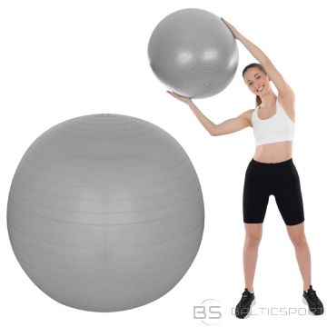 Vingrošanas bumba fitness vingrinājumiem 75 cm Antiburst, pelēka, XQMAX