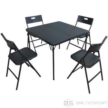 Saska Garden TOURIST CATERING SET FOLDABLE TABLE 86.5x86.5x71CM AND 4 CHAIRS BLACK