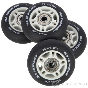 Nils Extreme PU 70x24 82A BLACK MAT (4 st.) + ABEC-9 (8 st.) KOMPLEKTS