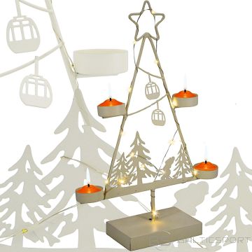 KOOPMAN Metāla LED Ziemassvētku eglītes svečturis 38 cm balts