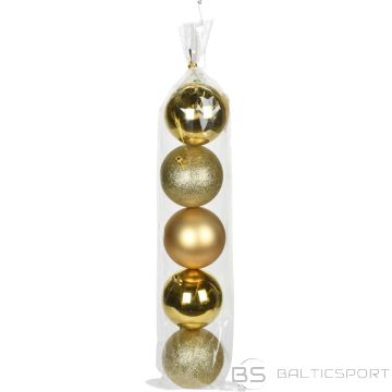 Koopman DECORATIVE PLASTIC BALL, SAFE, 5 PCS, DIAMETER 80MM, GOLD