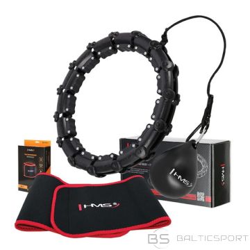 Массажный обруч хулахуп /КОМПЛЕКТ HULA HOOP HHW02 ЧЕРНЫЙ С ГРУЗОМ + ПОЯСНИЦА BR163 КРАСНЫЙ