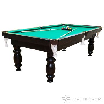 Biljarda galds Elegant 8' pēdas (245x145cm), zaļš audums, pilns komplekts, akmens virsma