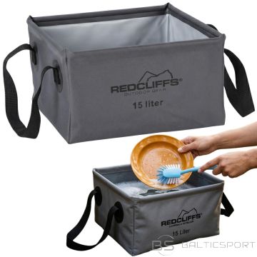 Redcliffs FOLDABLE TRAVEL BOWL SQUARE WATER CONTAINER 15L GRAY