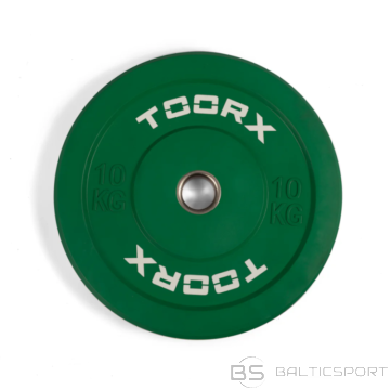 Svara plāksne TOORX Bumper Plate Challenge, zaļa, 50 mm, 10 kg