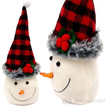 Saska Garden DECORATIVE SNOWMAN WITH RED AND BLACK CHECKED HAT