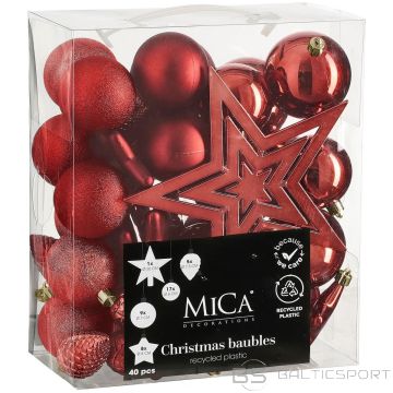 Edelman DECORATIVE PLASTIC BAUBLE SAFE 40 PCS RED MICA