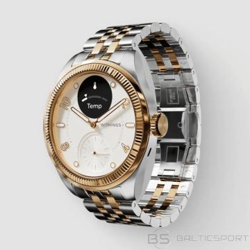 BS Withings Scanwatch Nova Brilliant ar EKG, sirdsdarbības ātruma, SPO2, temperatūras, aktivitātes un miega izsekošanu 39 mm, zelta krāsā (-)