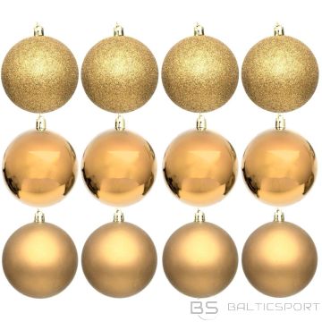 Christmas Decoration DROŠA PLASTMASAS DEKORATĪVĀ Bumba 12GAB DIOMETRA 60MM ZELTS