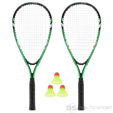 NILS NRS001 Krosmintona komplekts: 2 raketes + 3 volāni + zaļš futrālis