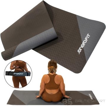 Enero Fit TPE ANTI-SLIP YOGA AND FITNESS MAT, GRAY AND BLACK