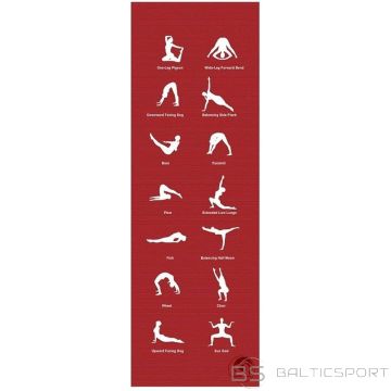 Jogas paklājiņš ar zīmējumiem, Yoga mat Trendy sport 180x60x0.5cm-Sarkans