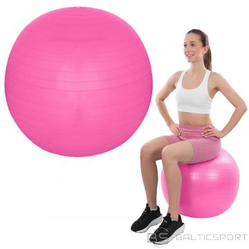 Vingrošanas bumba fitness vingrinājumiem 75 cm Antiburst rozā XQMAX