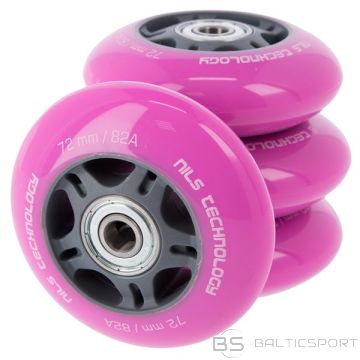 Nils Extreme PU 72x24 82A PINK (4 gab.) + ABEC-7 (8 gab.) KOMPLEKTS