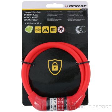 Dunlop velosipēda slēdzene ar kodu 1,0x65 cm sarkana