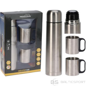 Excellent Housewere 1000ML TRAVEL THERMOS WITH 2 MUGS SILVER