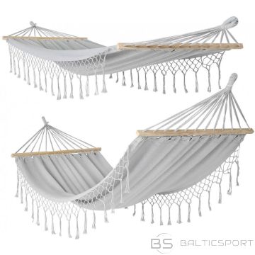 BS Dārza šūpuļtīkls vienai personai 200x100cm ar izpletņa stieni un bārkstīm Maiami pelēkā krāsā (nav pieejams)