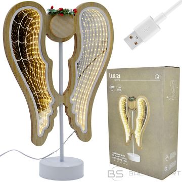 Edelman Dekoratīvs eņģelis ar koka spārniem 106 LED Infinity 37 cm USB Luca