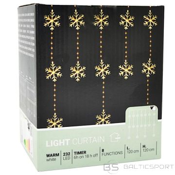 BS Ziemassvētku eglītes gaismas aizkars 120x120 cm 232 LED silti baltas sniegpārslas (nav pieejams)