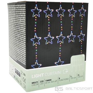 Koopman Ziemassvētku eglītes gaismas aizkars 120x120 cm 235 LED daudzkrāsu zvaigznes