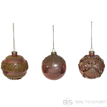 Eglīšu bumba ar dekoru d8cm, stikla, rozā