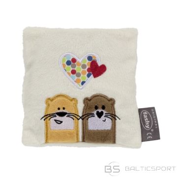 Fashy Heat pack with embroidery and application. Removable, washable cover. Printed cotton inner with grape seed filling., 12 x 12 cm