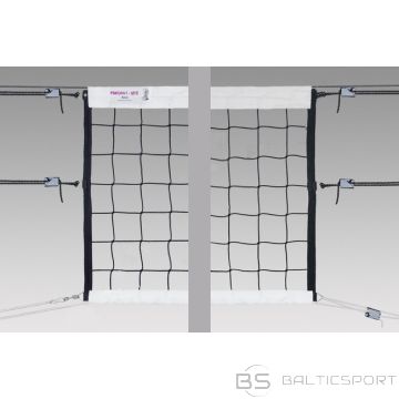 Volleyball net POKORNYSITE EXTRA LEAGUE  PE+PA-9,5x1m black, 100x100x3mm, side bars PES-bands galvanized steel cable