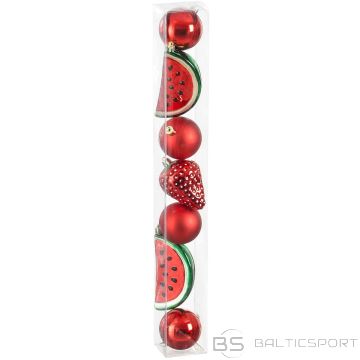 Mica DECORATIVE PLASTIC BAUBLE SAFE 7 PCS STRAWBERRY WATERMELON