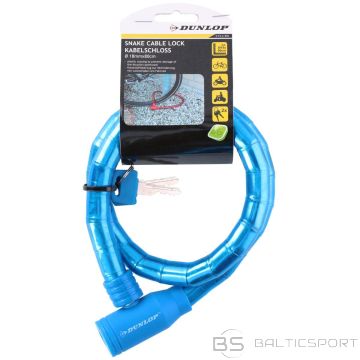 Dunlop velosipēda spirālveida slēdzene ar atslēgu, 18 mm x 80 cm, zila