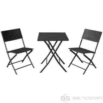 Saska Garden BALCONY FURNITURE SET, TABLE 58X58X70CM AND 2 CHAIRS, BLACK