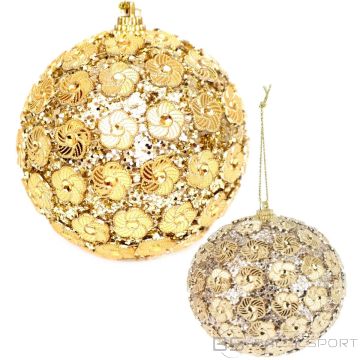 Christmas Decoration DECORATIVE BALL WITH SEQUINS 8CM CHAMPAGNE