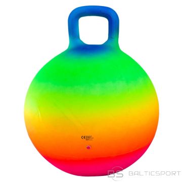 Lecambumba bumba lēkāšanai ar rokturi 45cm varavīksne Sportme Hoppball