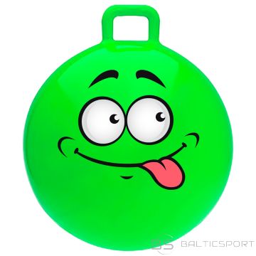 Lecambumba bumba lēkāšanai ar rokturiem 55cm Sportme Hoppboll funny face ar sejiņu, zaļa