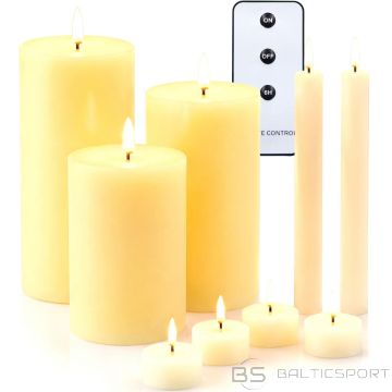 Koopman LED CANDLE SET 9 PCS WITH REMOTE CONTROL TIMER FLAME EFFECT