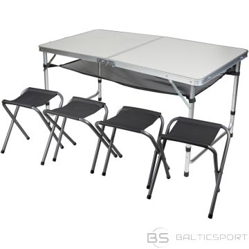 Enero Camp SALOKAMAIS TŪRISTU KEMPINGA GALDS 120x60x70/62/55cm 4 KRĒSLI UN PLAUKTS