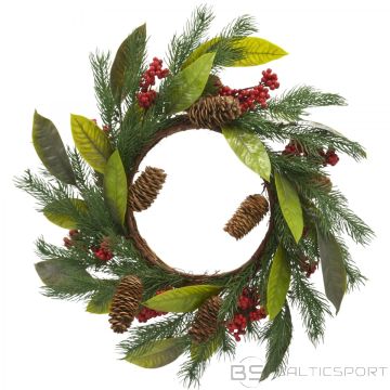 Saska Christmas PU Ziemassvētku dekoratīvais vainags, dekorēts, 43 cm