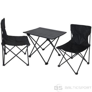 Enero Camp 3-IN-1 FOLDABLE TOURIST SET TABLE AND 2 CHAIRS BLACK