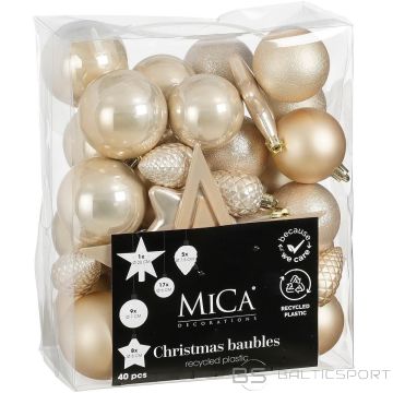 Mica DECORATIVE PLASTIC BAUBLE SAFE 40 PCS CREAM