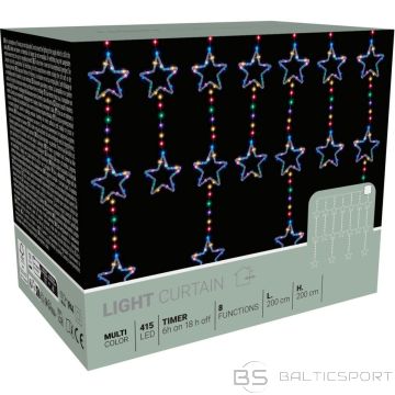 Koopman Ziemassvētku eglītes gaismas aizkars 200x200 cm 415 LED zvaigznes daudzkrāsains