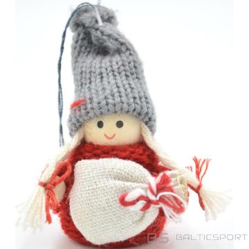 Saska Garden DECORATIVE DOLL WITH A BAG - RED GIRL 7.5CM