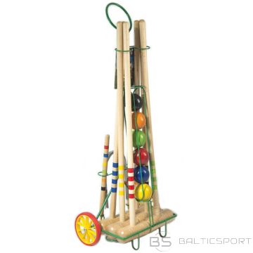 Londero Croquet Set 6 kroketa komplekts ar koka ratiņiem un metāla turētāju (09206)