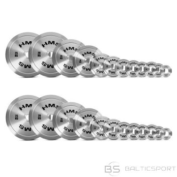 HMS TOS SET KALIBRĒTAS TĒRAUDA OLIMPISKĀS PLĀKSNES 2 x 0,25–25 KG (168 KG)