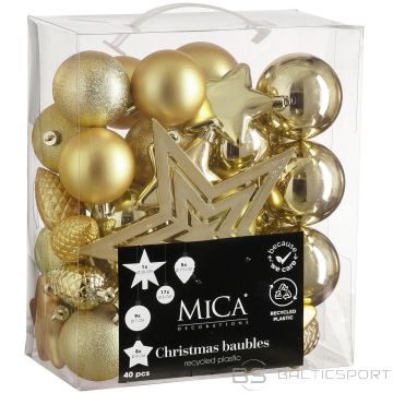 Mica DECORATIVE PLASTIC BAUBLE SAFE 40 PCS GOLD