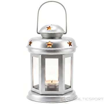 Koopman TEA LIGHT LANTERN CANDLE HOLDER 15CM SILVER