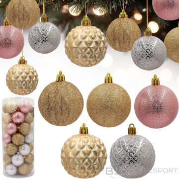 Koopman Пластиковые декоративные шары 6 см, набор из 35 предметов, розовое золото