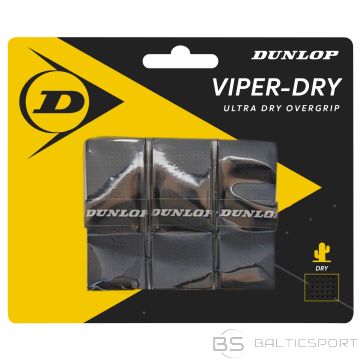 Tenisa Raketes Grips / Dunlop VIPERDRY black 3pcs- blister