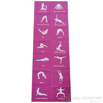 Jogas paklājiņš ar zīmējumiem salokāms rozā 173cmx60cmx0,5cm