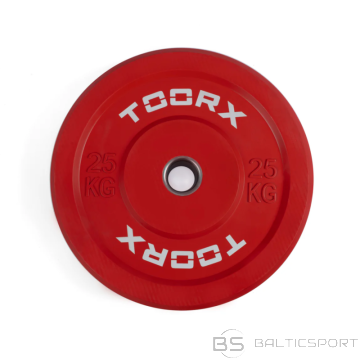 Svara plāksne TOORX Bumper Plate Challenge, sarkana, 50 mm, 25 kg